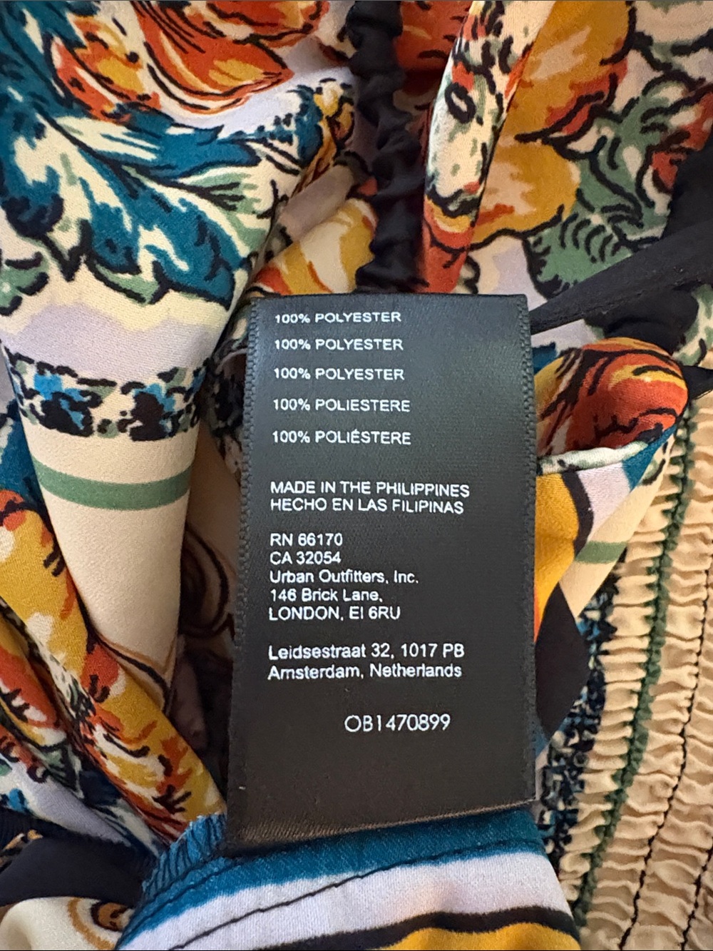 Anthropologie Floral Satin Cami in Cream, Yellow, Teal and Black Size L. NWOT - Picture 8 of 8